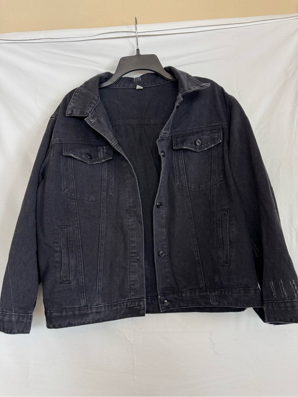 Women’s Washed Black Denim jacket with embroidered back- Casual Lightweight